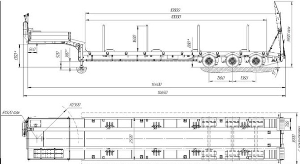 Carrier semitrailer HARTUNG 9104-03, modification 9104-03.002, drawing number H393.1465.000.000